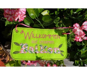 Stickserie ITH - Balkon Schilder inkl. Wimpel "Balkon"